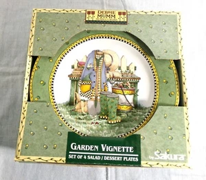 Debbie Mumm GARDEN VIGNETTE Salad Dessert Plates RARE Sakura 1999 NEW IN BOX - Picture 1 of 9