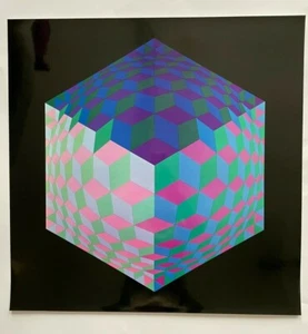 VICTOR VASARELY "HAT-LEG" 1974 SERIGRAPHIE POSTER GRAND FORMAT - Picture 1 of 1