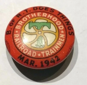 (Pgasteelers1) Brotherhood of Railroad Trainmen / Dues pin / March 1942 - Picture 1 of 2