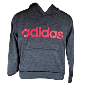 Youth 8 Adidas Hoodie Boys Pullover Gray Red Letter Casual Hooded Sweatshirt - Picture 1 of 7