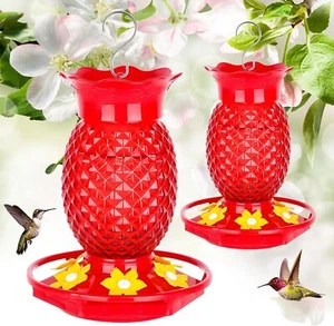 Red Glass Hummingbird Feeders 16Oz 2 Pack Outdoor Hanging with Circular Perch - Picture 1 of 6