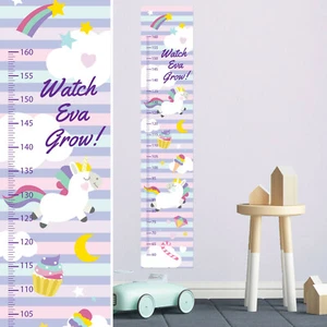 Cute Rainbow Girls Unicorn Custom Measuring Height Growth Chart + 8 Wall Sticker - Bild 1 von 14