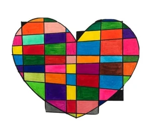 Kunstwerk Original Abstrakte Miniatur Happy Heart 9 x 10 Zoll - Bild 1 von 3