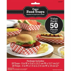 Hot Dog Hamburger Paper Tray 50 Ct Picnic BBQ Party Supplies - Picture 1 of 1