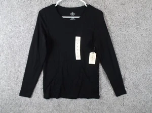 St Johns Bay Womens Black Classic Long Sleeves T Shirt Size S - Picture 1 of 5