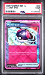 Pokemon Juego de Cartas Coleccionables Master Ball 153/162 2024 Fuerzas Temporales ACE SPEC Tarjeta Rara - PSA 9 - Imagen 1 de 2