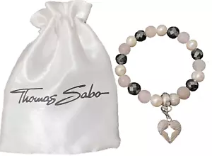 Thomas Sabo Y2K Bracelet - Silver Wings Charm - Pearls, Obsidian & Rose Quartz - Picture 1 of 2