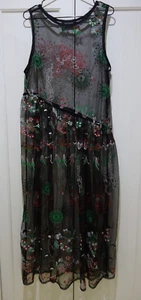Alpha 60 Maxi dress, multi colour, sheer embroidered tulle, sleeveless, L, $249 - Picture 1 of 8