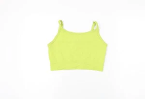 H&M Womens Green Polyamide Cropped T-Shirt Size L Scoop Neck Pullover - Picture 1 of 10