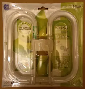 Lámpara de baja energía GE Watt Miser 2D Butterfly CFL cuadrada 38 W 4 pines GR10q 3500 k - Imagen 1 de 6