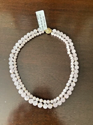 NUEVO Collar Doble Hilo Cuarzo Rosa 18” Oro 14K  Foto 1 de 4