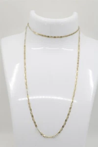 Vintage 14k Yellow Gold Tiger Eye Chain Necklace 22" - Picture 1 of 4