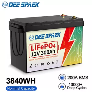 12V 300Ah LiFePO4 Bateria litowa 200A BMS 15000 + cykle Solar Kamper Łódź - Zdjęcie 1 z 20