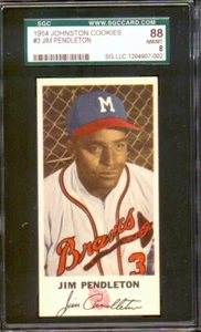 1954 Johnston Cookies #3 - Jim Pendleton - SGC 88/8 NM/MT - Braves - Picture 1 of 3
