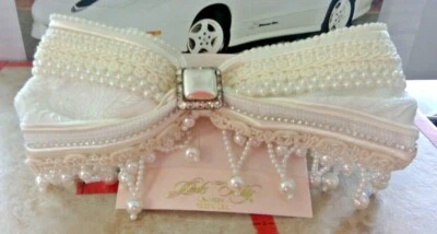 Kirks Folly Barrette  ivory  PEARL LACE BRIDAL COMMUNION  BOW Usa made - Image 1 of 4