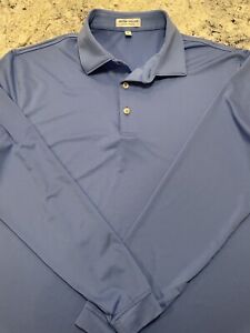Peter Milar Summer Comfort Solid Stretch Jersey Long Sleeve Polo Shirt Mens Sz M