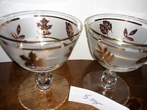 VINTAGE LIBBEY GOLD LEAF CHAMPAIGNE SHERBET STEMWARE - Picture 1 of 4