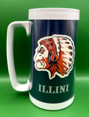 RARE Vintage Illinois Fighting Illini Chief Illiniwek 6.5" Thermo-Serv Mug - USA - Image 1 of 4