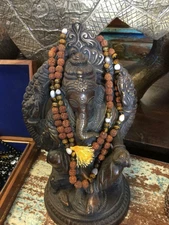 Vintage Sitting Ganesha Brass Statue Hindu Gods Sculpture Home Yoga Altar 