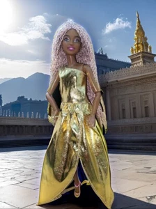 Fits Barbie Bling Metallic Gold Long Formal Dress - Picture 1 of 1