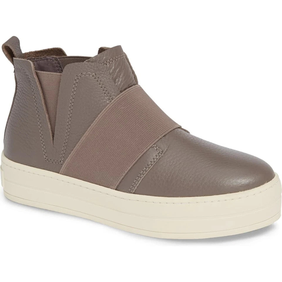 J Slides Holland High Top Slip-on Comfort Leather SNEAKERS Taupe Size 9 M