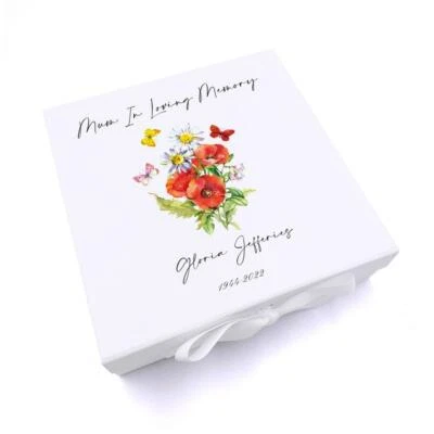 Personalised Mum Remembrance Keepsake Memory Box Butterflies and Flowers UV-805