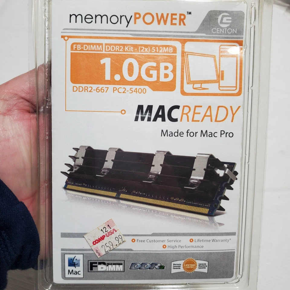 New Centon Memory Power MACReady Mac Pro RAM 1GB (2x 512MB) DDR2-667 - Image 1 of 4
