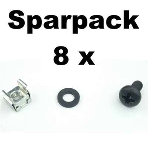 8x Rackschraube M6 x 12 + Unterlegscheiben + Käfigmuttern für Alu Rackschienen - Picture 1 of 7