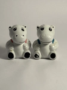Juego de saleros y pimenteros vintage para niñas y niños hipopótamos hipopótamos par de cerámica - Imagen 1 de 8