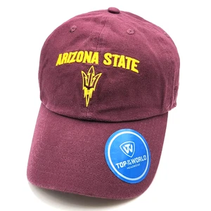 Adult ARIZONA STATE SUN DEVILS CAP Maroon Yellow Licensed - OSFM - Adjustable - Picture 1 of 9