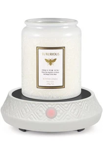Candle And Mug Warmer With Timer Auto Shut Off Ceramic Wax Melter White Warmer - Picture 1 of 6