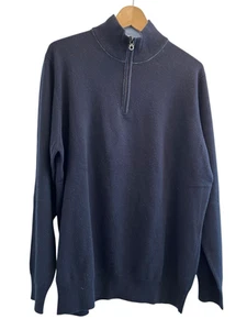 $1350 Salvatore Ferragamo Men's Blue Long Sleeve 80% Cashmere Sweater XL EUC - Picture 1 of 11