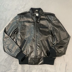 Vintage Members Only Leather Bomber Jacket by Europe Craft Black Size 40 - Picture 1 of 7