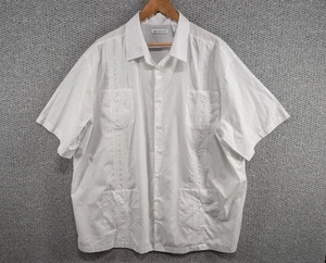 CUBAVERA Men's Solid White Cuban Style Guayabera Tropical Casual Button Shirt 2X - Picture 1 of 9