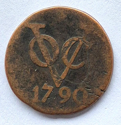 Moeda colonial 1790 DOUBLE DUIT VOC Holanda -Holanda Companhia Holandesa das Índias Orientais - Imagem 1 de 4