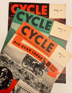 Lot of 3 Cycle Magazine 1957 Jan, Feb, Mar – RARE Collectors Trio  Vintage VG+ - Foto 1 di 24