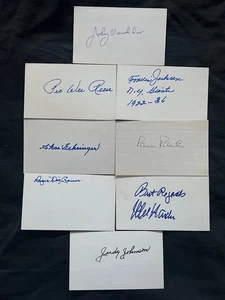 signed lot of 8 hall of fame Index cards including Pee-wee Reese & 7 others - Picture 1 of 9