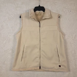 WOOLRICH Women's Size L Beige Corduroy Faux Fur Lined Zip Front Vest 0519 Flaw - Picture 1 of 11