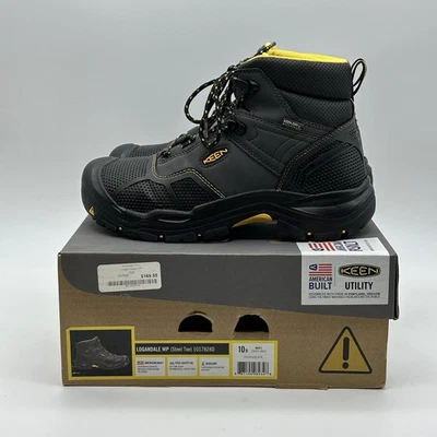 KEEN Logandale WP Mens Size 10 D Raven Black Steel Toe Waterproof Work Boots - Image 1 of 4