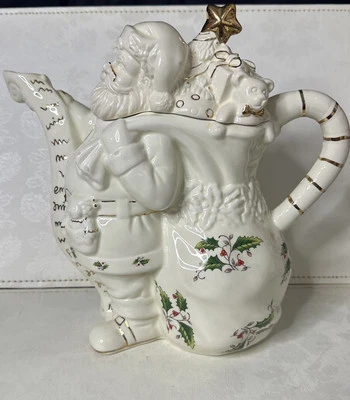 Royal Limited Holly Holiday Santa List Teapot Home for the Holidays With Box - Image 1 of 4