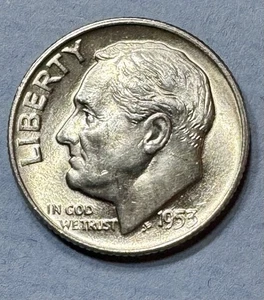 1953-D Roosevelt Silver Dime Brilliant Uncirculated BU Coin 10 Cents - Picture 1 of 2