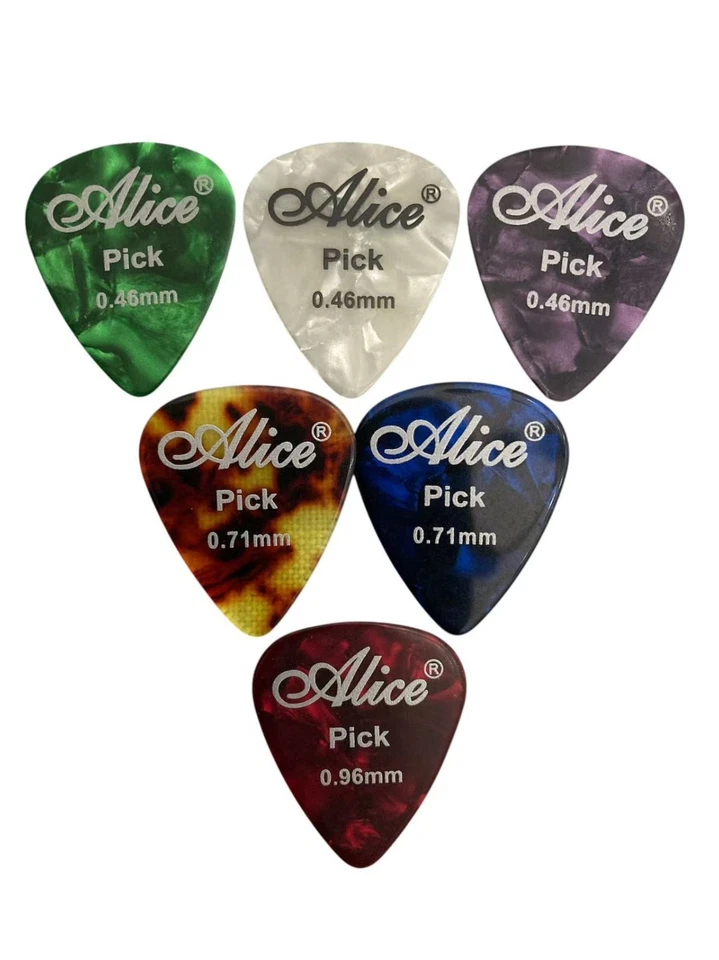 Selecciones de guitarra 6XAlice celuloide 3X0.46, 2X0.71, 1X0.96 mm suaves USPS envío rápido Foto 1 de 1