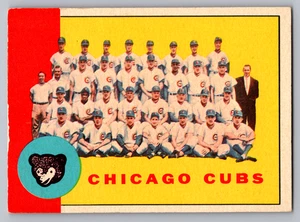 1963 TOPPS #222 CHICAGO CUBS TEAM CARD W/BANKS/SANTO/B. WILLIAMS/BROCK - Picture 1 of 3