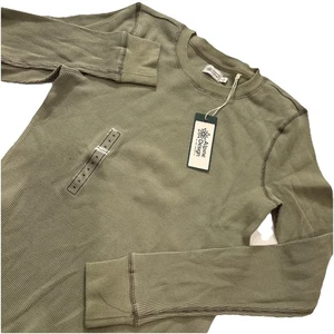 Camisa tejida gofre ALPINE DESIGN para mujer talla MEDIANA Olive Haze Hipster utilitaria - Imagen 1 de 7