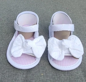 Baby Girl 3C White Sandals Summer Open Toe Sandels with Bow - Picture 1 of 6