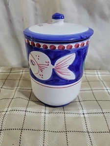 SOLIMENE VIETRI CAMPAGNA ITALIAN POTTERY FISH CANISTER ITALY 6.5" Tall - Picture 1 of 3