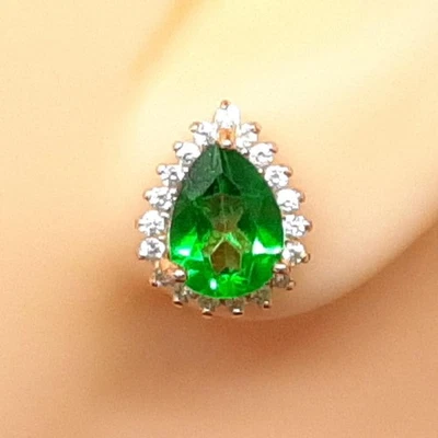 World Class 2.70ctw Green Topaz & White Sapphire 14K Rose Gold 925 Stud Earrings - Image 1 of 4