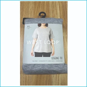 West Loop Women Legging TEE - Grey, XL Size with Vented Sides & Oversized Fit - Picture 1 of 12