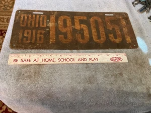 1916 Ohio License Plate 195051 Rustic - Picture 1 of 3
