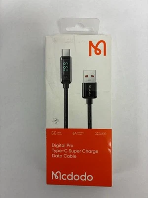 Mcdodo LED Digital Pro Display USB C SuperCharge Data Cable 66W PD 6A 4ft - Image 1 of 2
